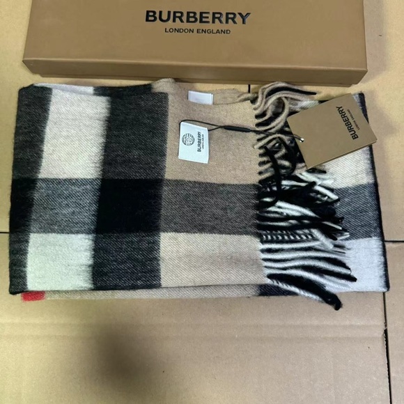 Burberry Women's Checkered Scarf - Black, White, Tan - Picture 1 of 6